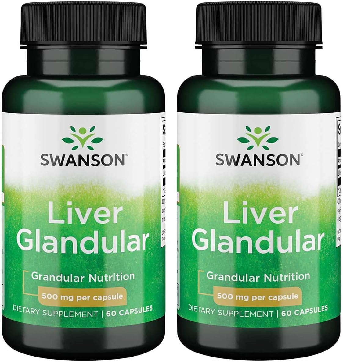 Swanson Liver Glandular Capsules - 500mg, 60 Count (2 Pack)