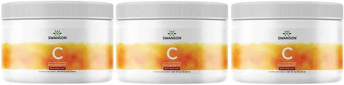 Swanson Vitamin C with Rosehips Powder 8.8 Ounce (250 g) Pwdr (3 Pack)