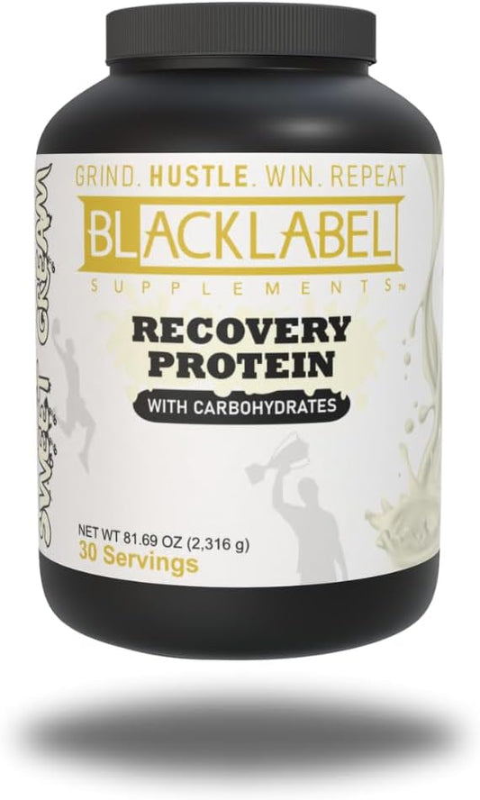 Sweet Cream Whey Isolate Recovery Protein Powder - 25g Protein, 50g Carbs - Post-Workout Supplement by BLACKLABEL Supplements