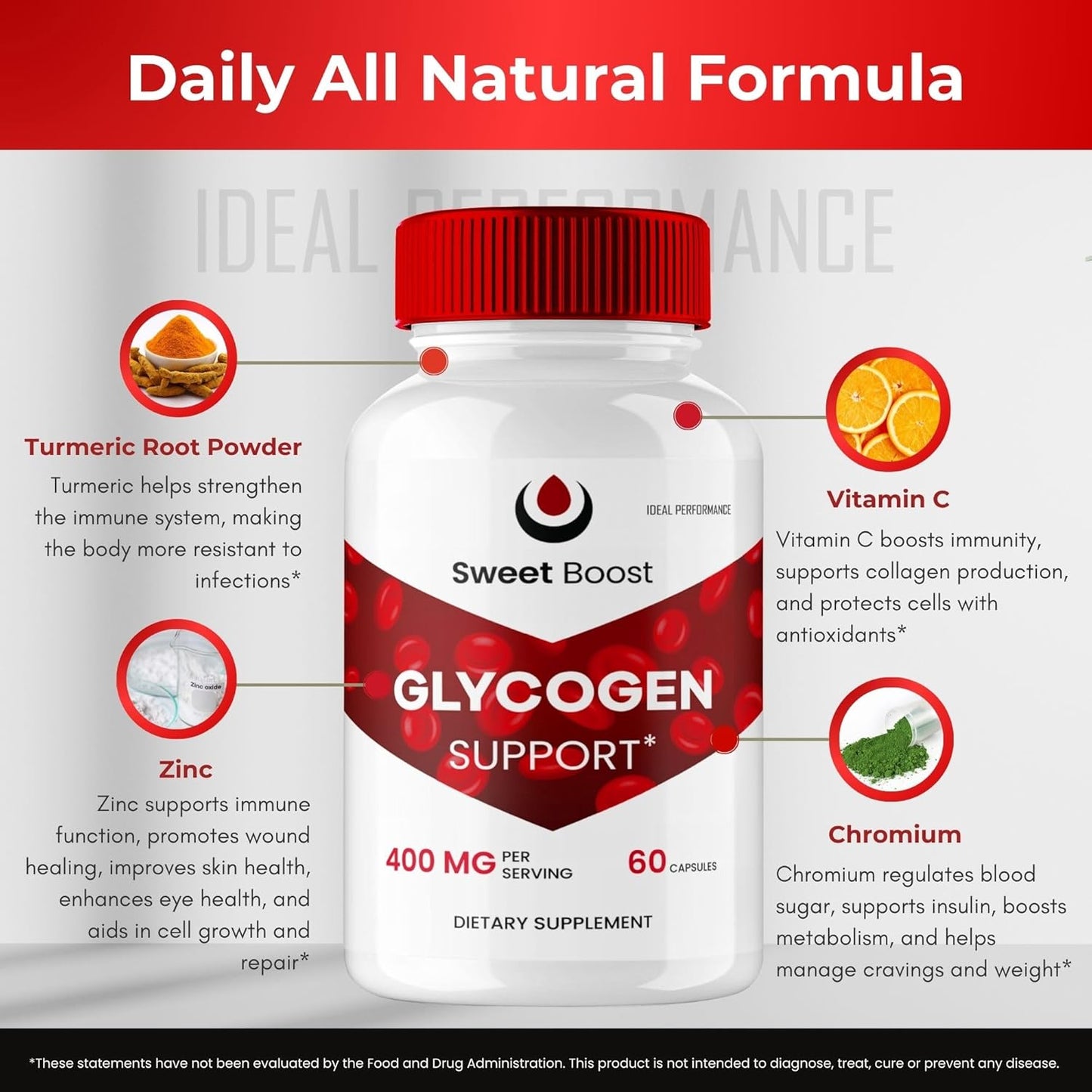 SweetBoost Maximum Strength Glycogen Support Capsules - Dietary Supplement for Ideal Performance - Advanced Formula (3 Pack)