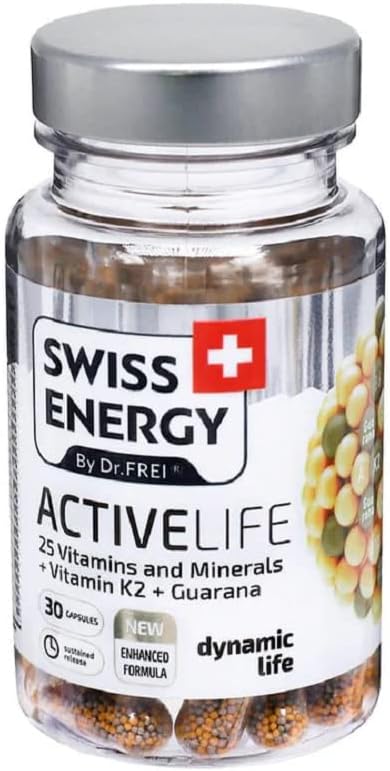 Swiss Energy Activelife Multivitamin with Vitamin K2, Guarana - 30 Sustained-Release Capsules