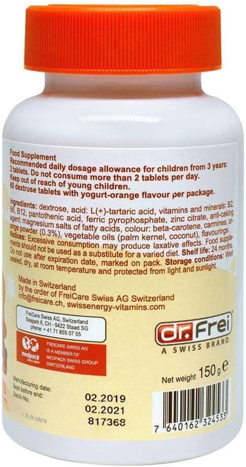 Swiss Energy Smart Brain Kids Vitamin B Complex with Zinc and Iron 60 Tablets for Enhanced Cognitive Function