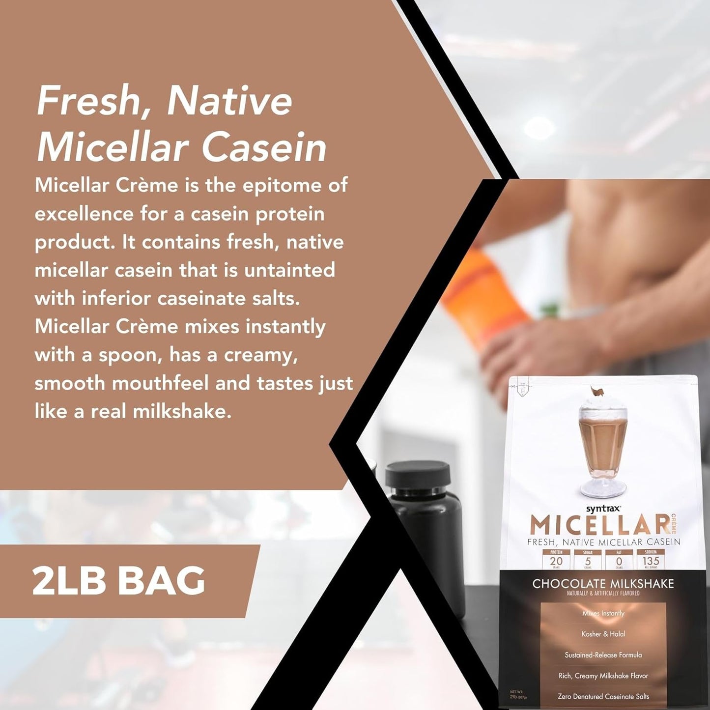 Syntrax Bundle: Micellar Créme Chocolate Milkshake, 2lb + Worldwide Nutrition Keychain