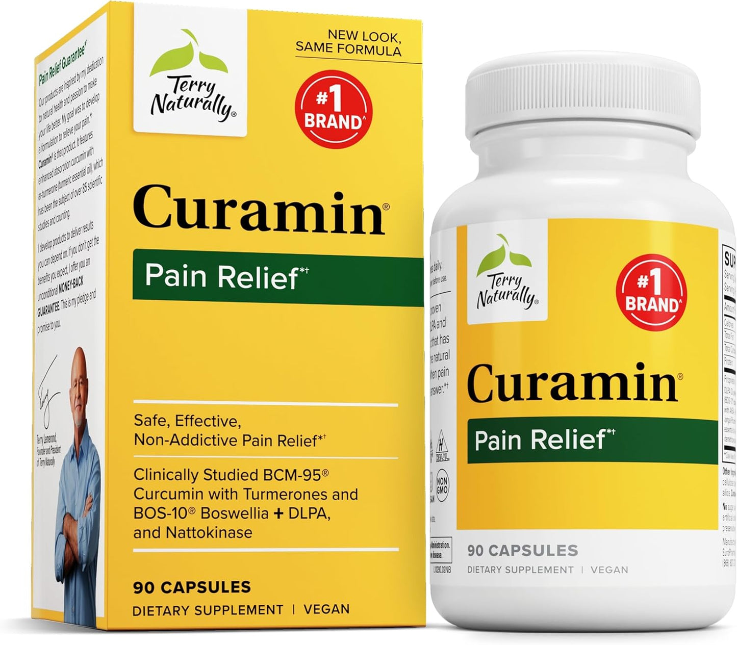 Terry Naturally Curamin Capsules - 90 Count - Curcumin, Boswellia, DLPA, Nattokinase - Non-GMO, Vegan, Gluten Free