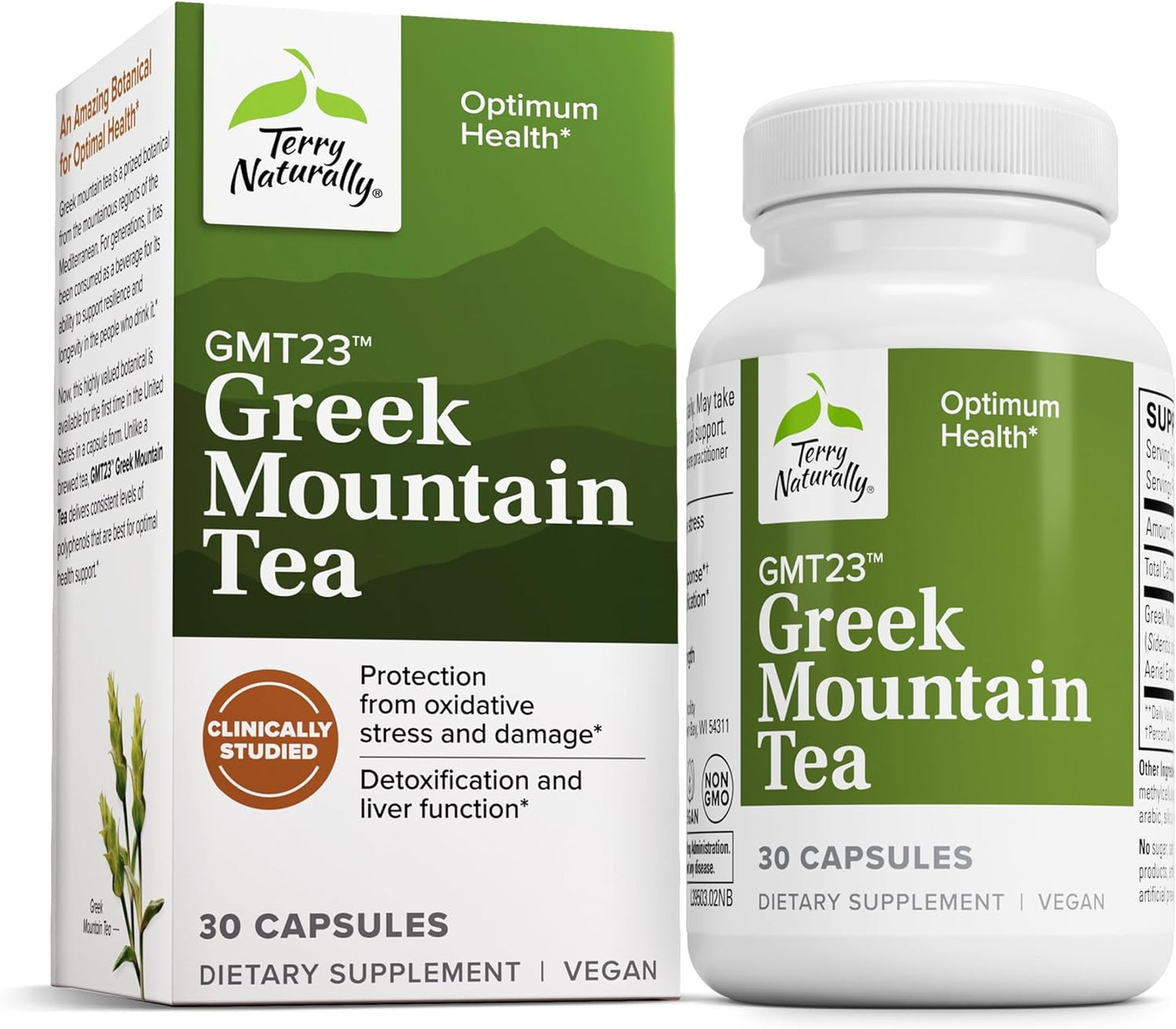 Terry Naturally GMT23 Greek Mountain Tea Capsules - 30 Servings - Non-GMO, Vegan - Promotes Optimum Health