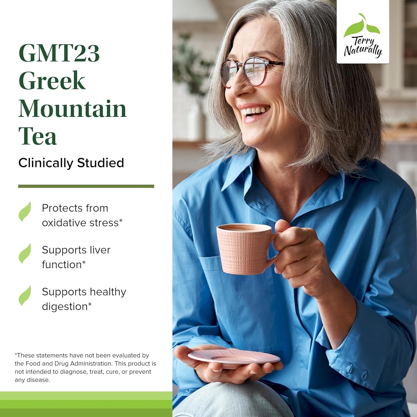 Terry Naturally GMT23 Greek Mountain Tea Capsules - 30 Servings - Non-GMO, Vegan - Promotes Optimum Health