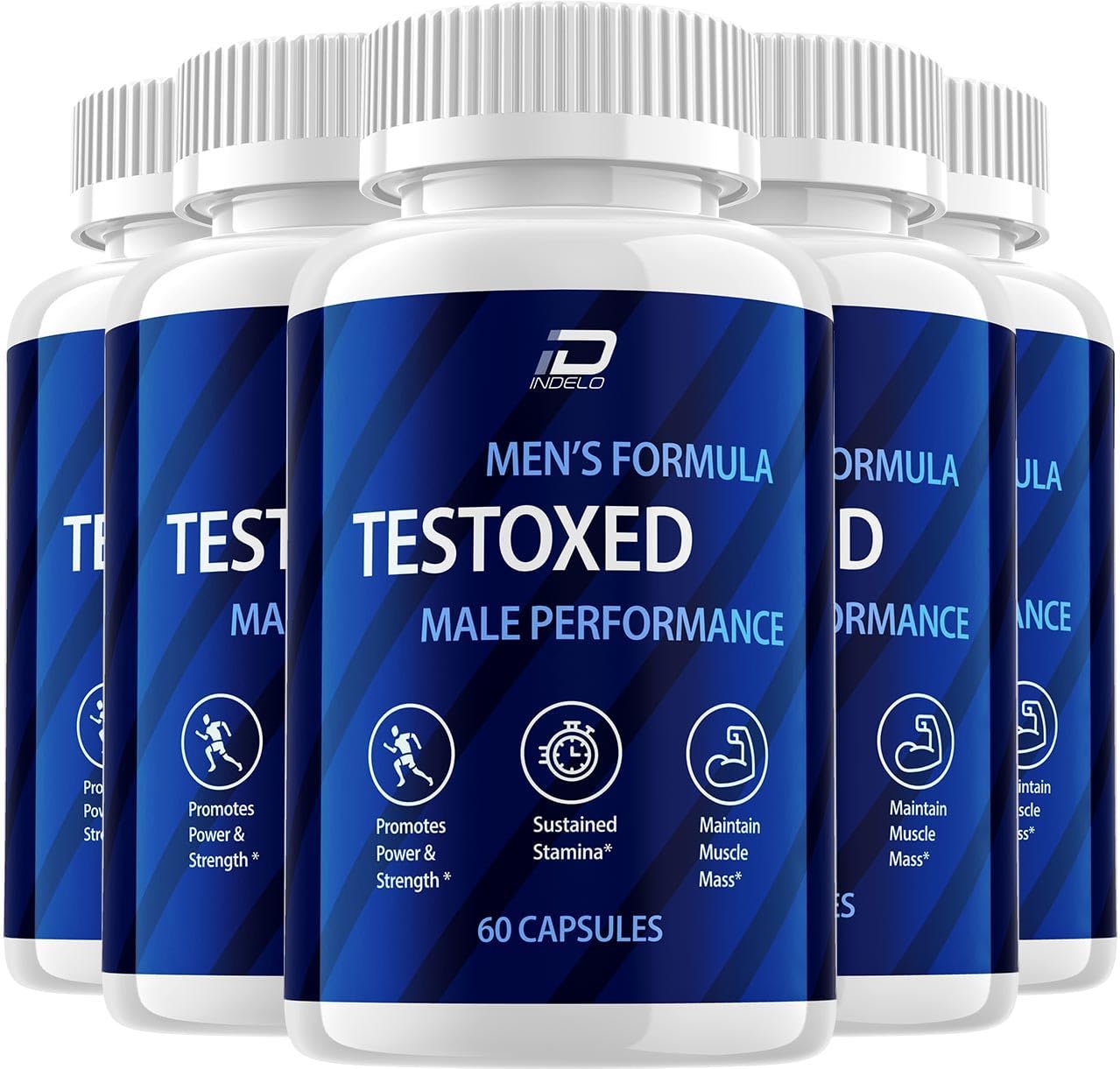 Testoxed Capsules Supplement - Maximum Strength Men's Wellness Support (5 Pack - 300 Capsules)
