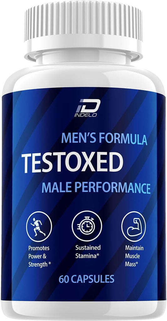 Testoxed Capsules Supplement for Men - Maximum Strength Energy Performance Support (1 Pack - 60 Capsules)