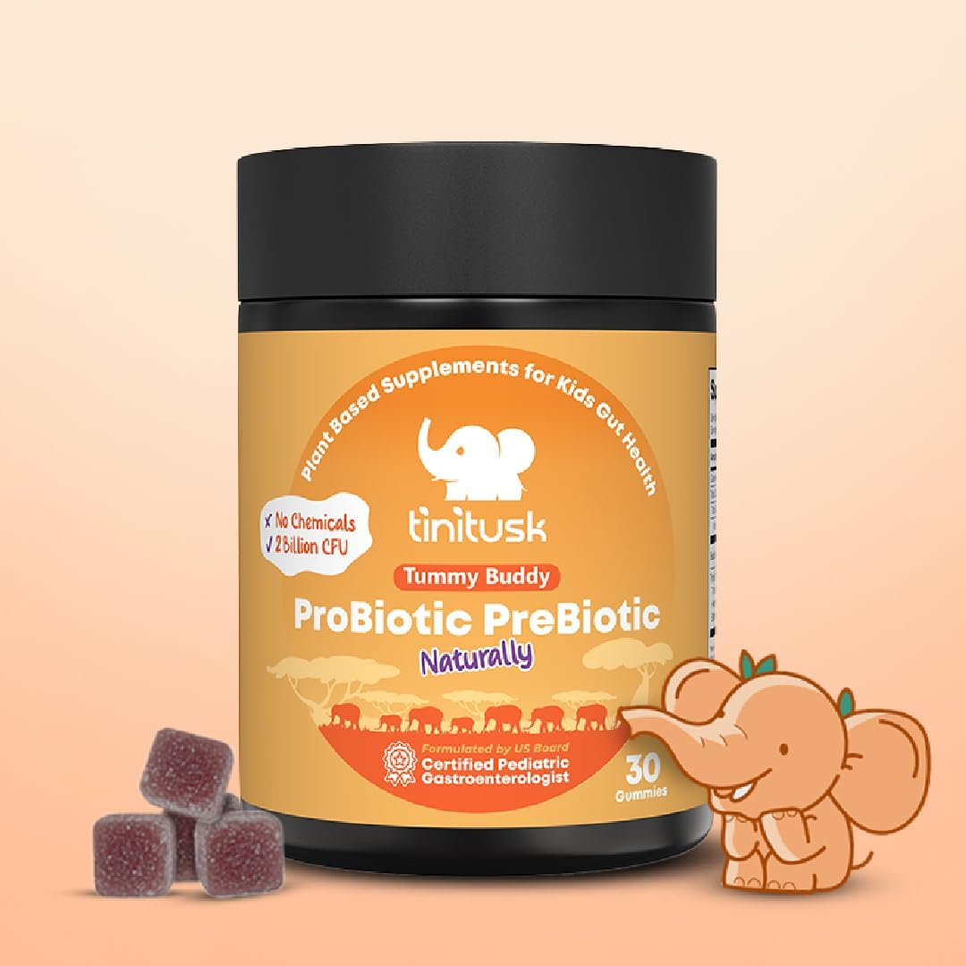 TINITUSK Tummy Buddy: Probiotic & Plant-Based Prebiotic Supplement for Digestion & Immunity, Gluten-Free