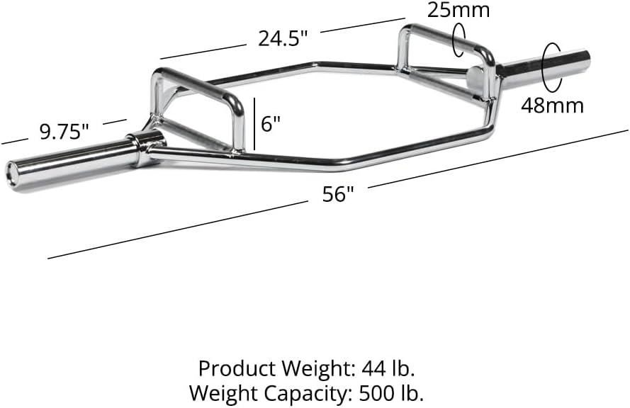 Titan Fitness Olympic Hex Trap Barbell for Deadlifts and Squats, 500 LB Capacity, Knurled Grips