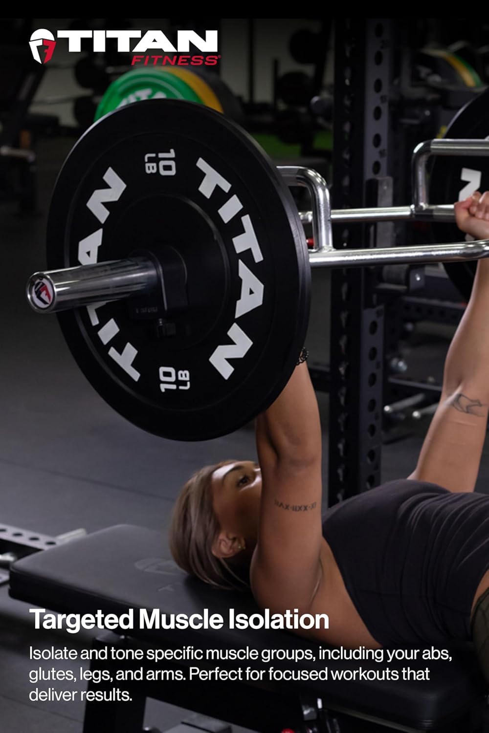 Titan Fitness Olympic Hex Trap Barbell for Deadlifts and Squats, 500 LB Capacity, Knurled Grips