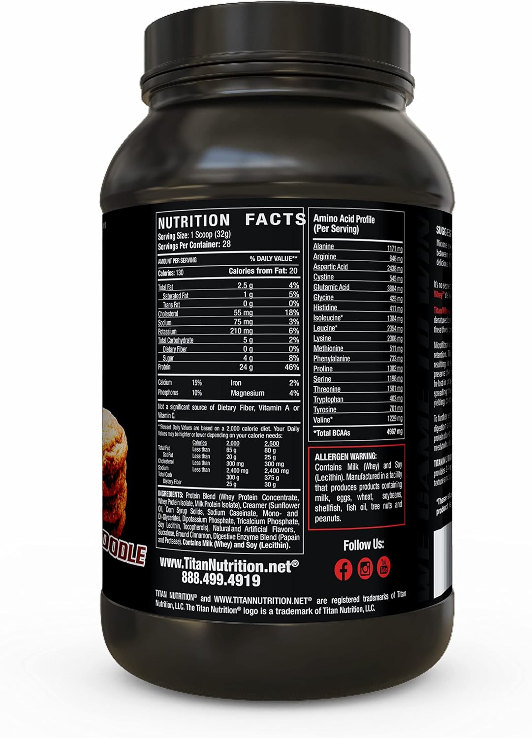 Titan Nutrition Titan Whey Protein Powder - 23g Protein, BCAAs, Digestive Enzymes - Supports Lean Muscle & Digestion - 2lb Snickerdoodle
