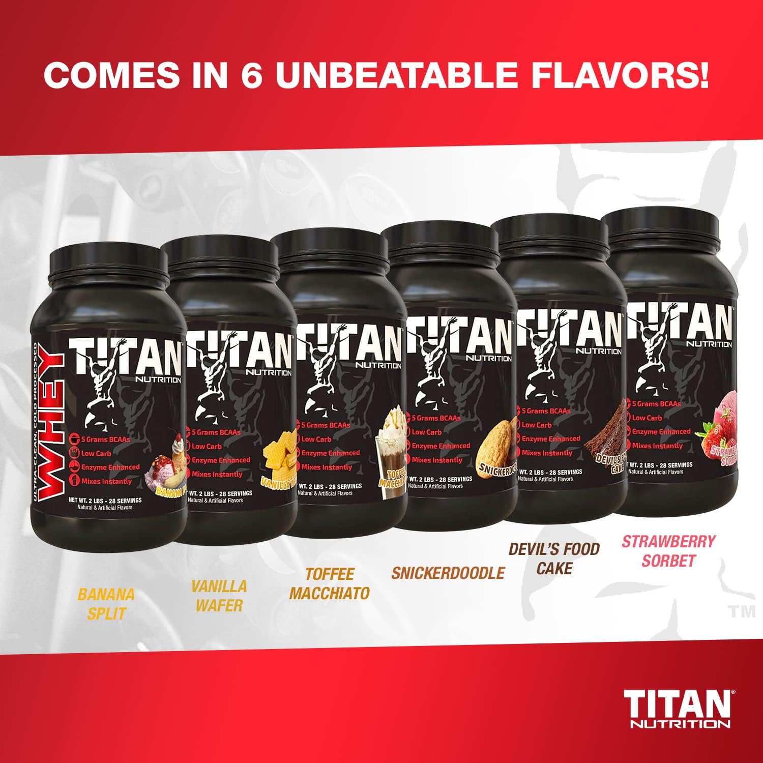 Titan Nutrition Titan Whey Protein Powder - 23g Protein, BCAAs, Digestive Enzymes - Supports Lean Muscle & Digestion - 2lb Snickerdoodle