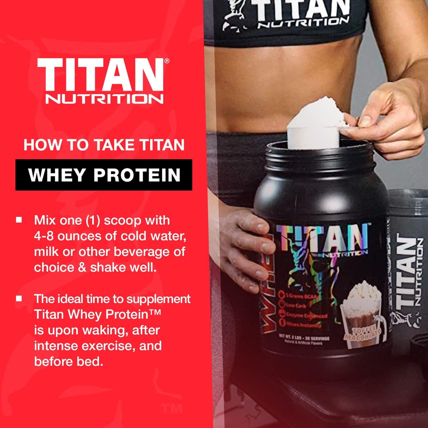 Titan Nutrition Titan Whey Protein Powder - 23g Protein, BCAAs, Digestive Enzymes - Supports Lean Muscle & Digestion - 2lb Snickerdoodle