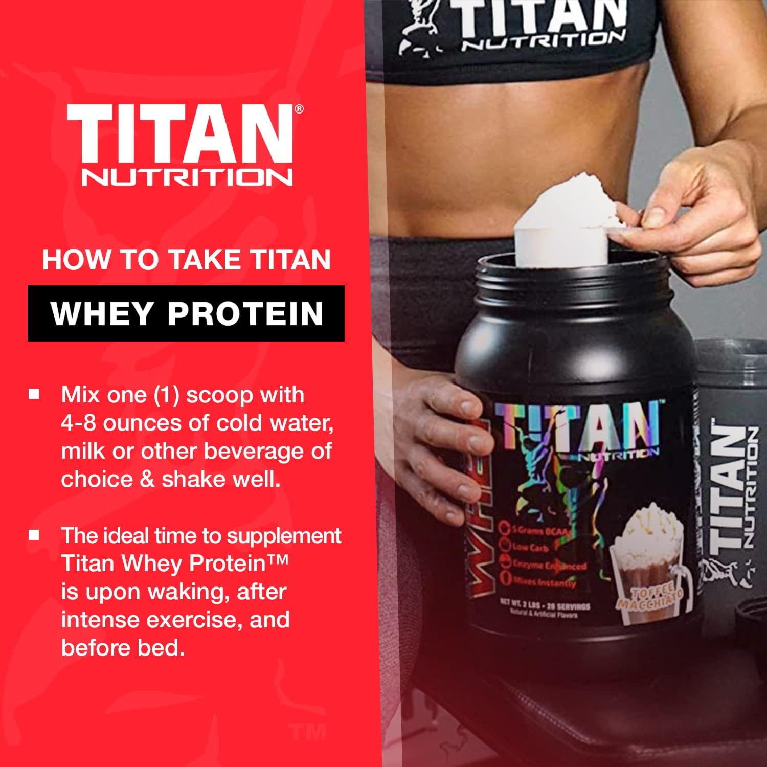 Titan Nutrition Titan Whey Protein Powder - 23g Protein, BCAAs, Digestive Enzymes - Supports Lean Muscle & Digestion - 2lb Snickerdoodle