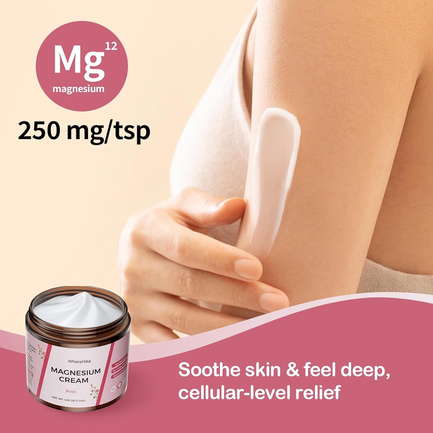 Topical Magnesium Cream for Pain Relief, Sleep, and Muscle Relaxation - Nighttime Lotion for Leg Cramps, Calmness, and Hydration - Safe for Kids - Natural Body & Skin Care