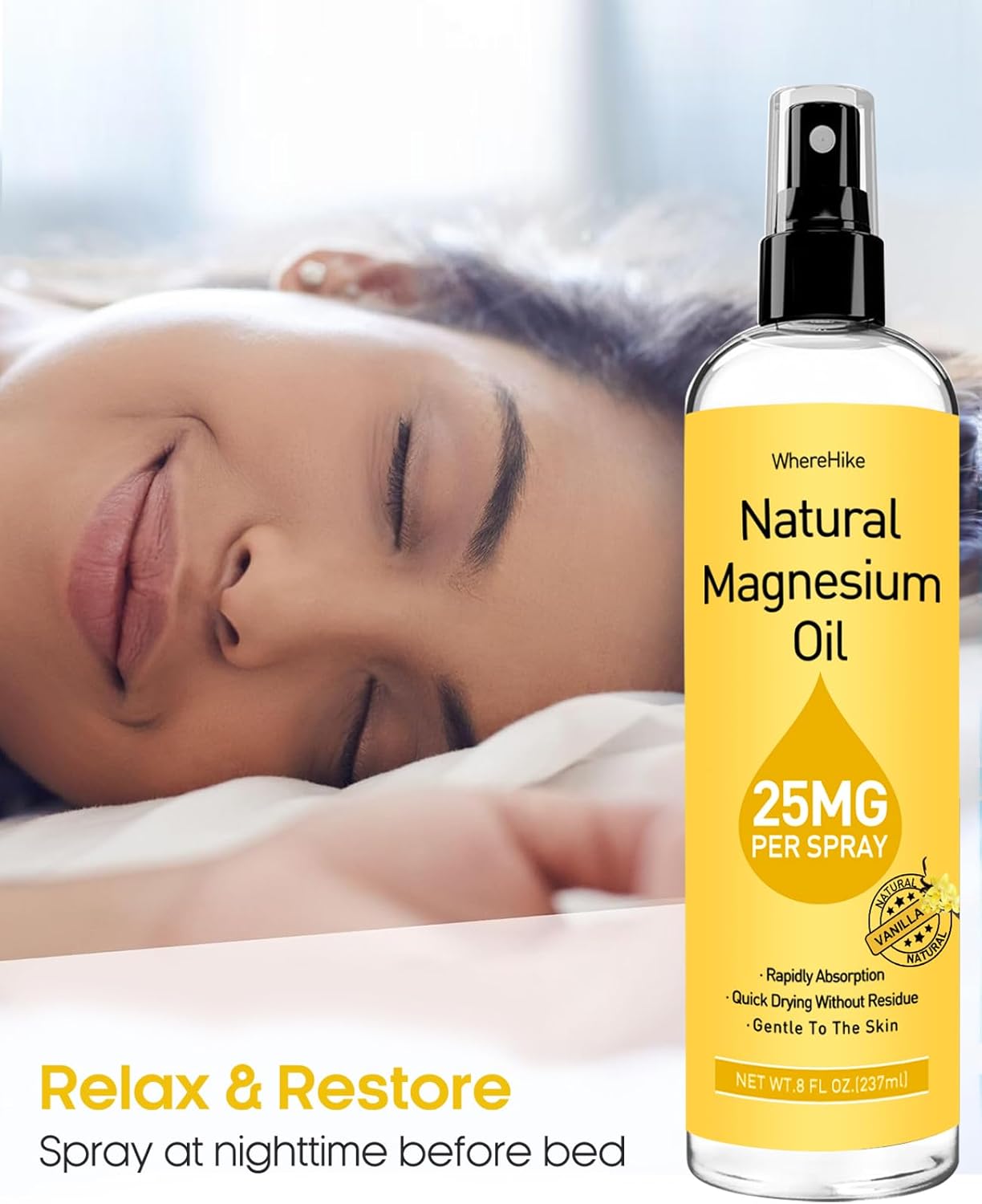 Topical Magnesium Cream for Pain Relief, Sleep, and Muscle Relaxation - Nighttime Lotion for Leg Cramps, Calmness, and Hydration - Safe for Kids - Natural Body & Skin Care