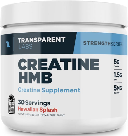 Transparent Labs Creatine HMB Powder - Muscle Growth & Strength Booster - 30 Servings, Hawaiian Splash