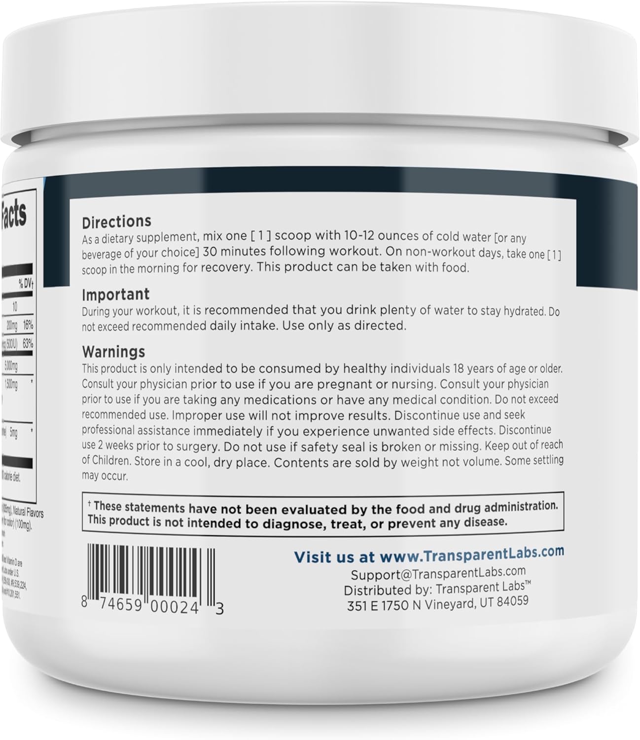 Transparent Labs Creatine HMB Powder - Muscle Growth & Strength Booster - 30 Servings, Hawaiian Splash