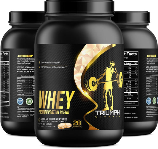 Triumph Vitamin Whey Protein Blend, Cookies & Cream Flavor, 28 Servings, 5 lbs - Premium Quality