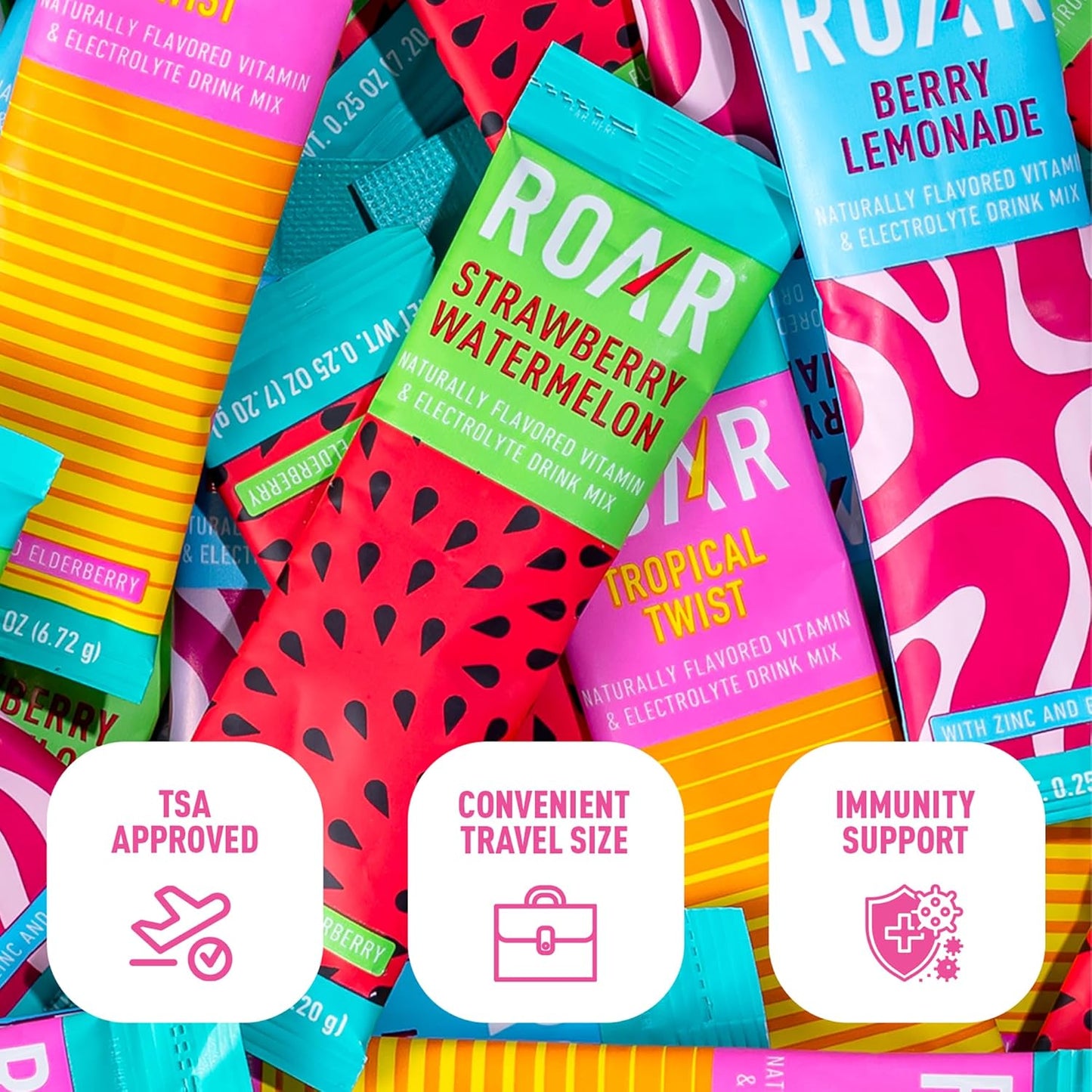 Tropical Twist Electrolyte Powder Packets with Zinc and Elderberry - 12 Pack - Gluten Free & Non-GMO - Roar Complete Hydration