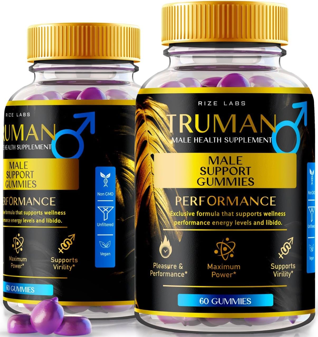 Truman Gummies for Men - All-Natural Performance Supplement (2 Pack, 120 Gummies)