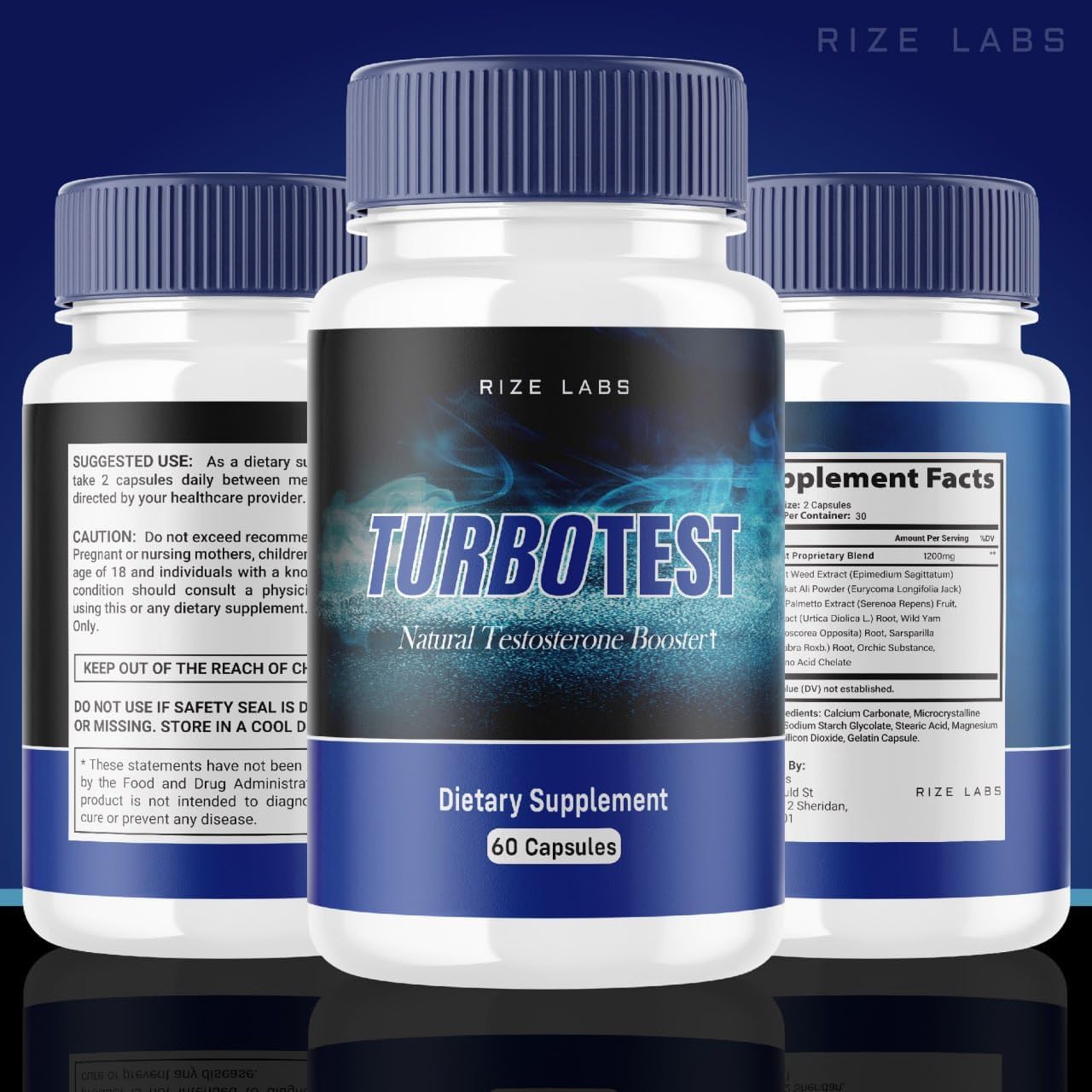 TurboTest Dietary Pills for Men - 2 Pack, Maximum Strength Formula - 120 Capsules