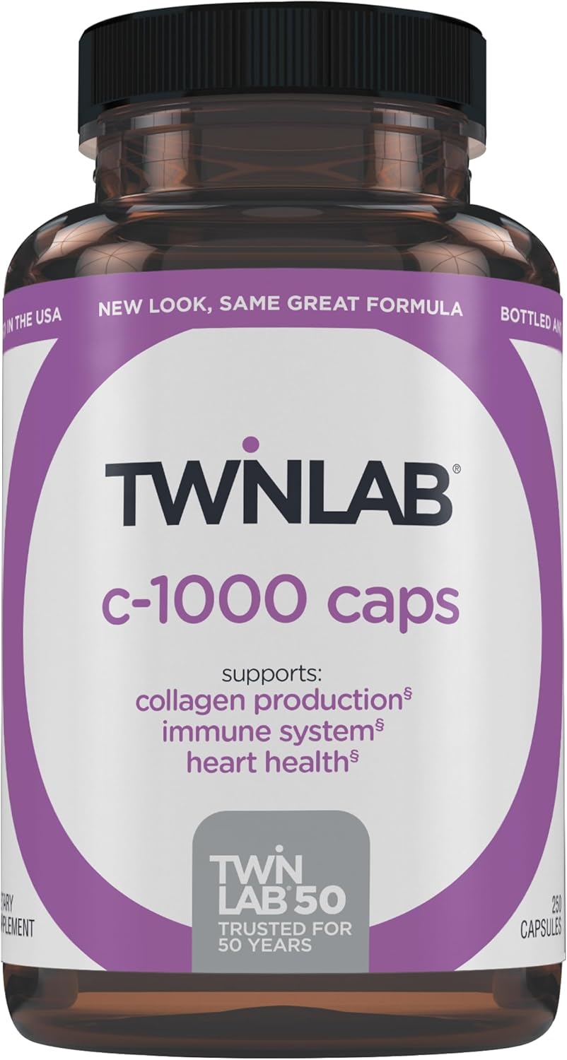 Twinlab C-1000 Vitamin C Capsules - Immune Support Supplement for Men & Women - 250 Count