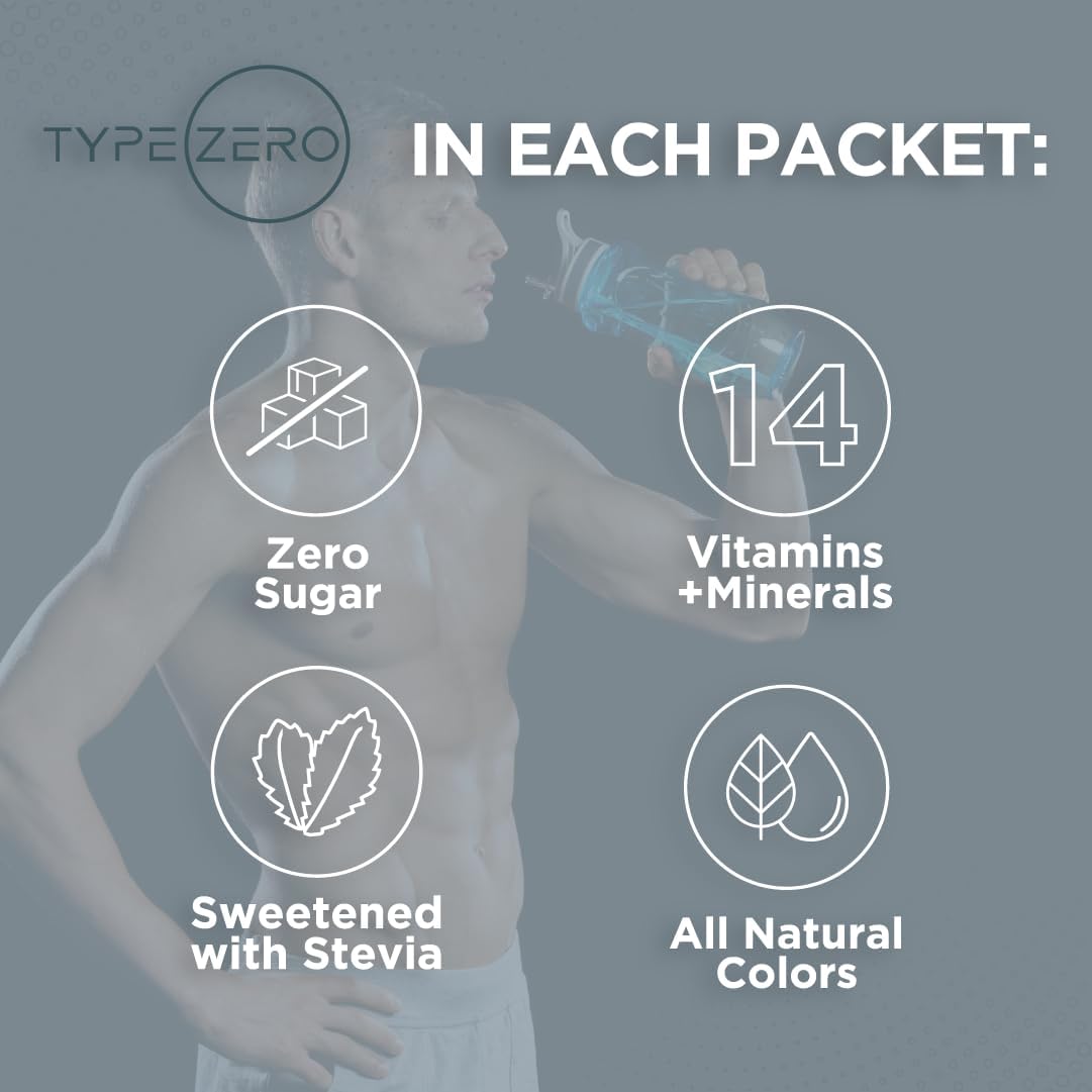 Type Zero Tangerine Hydration Drink Mix - 30 Single-Serving Packets with Electrolytes for Ultimate Hydration