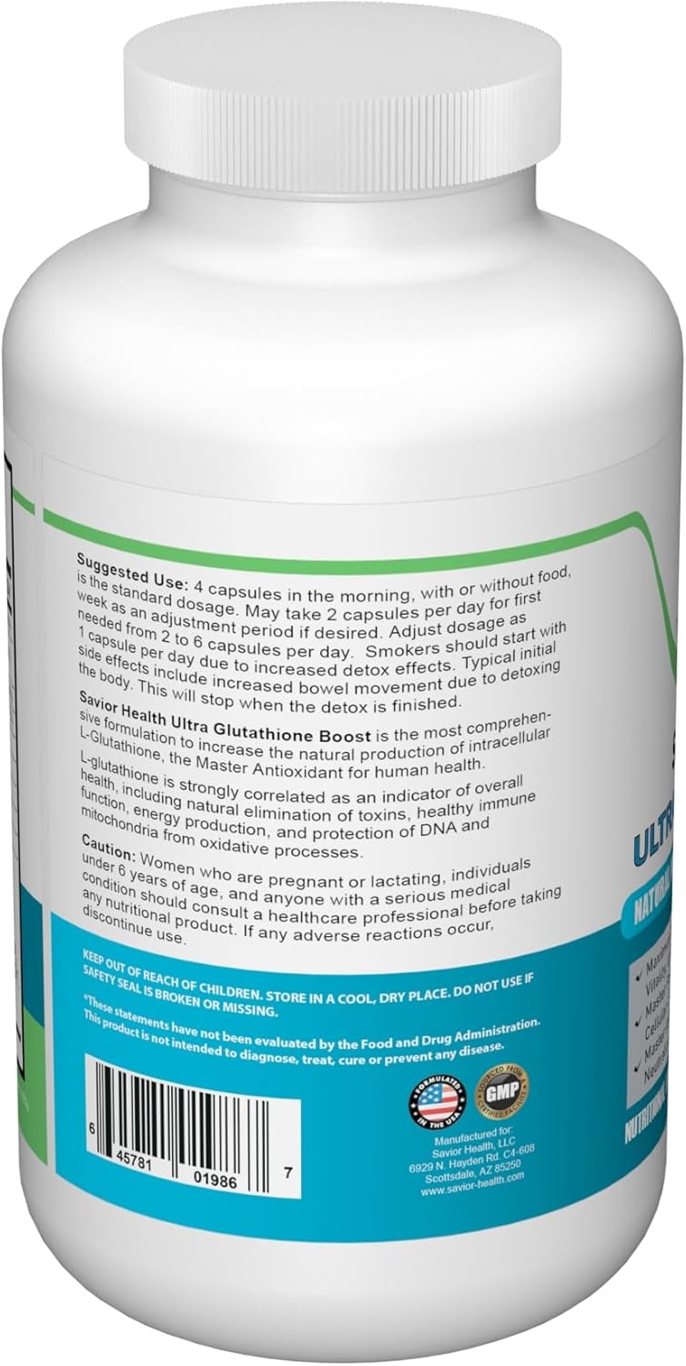 Ultra Glutathione Boost Supplement - L Glutathione with Herbal Extracts, Minerals, Vitamins, Antioxidants - 360 Capsules