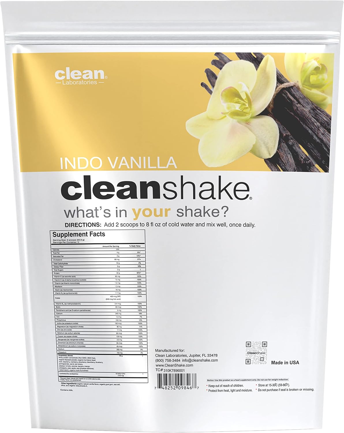 Ultra-Premium CleanShake Protein Powder Shake with Organic Ingredients, Vitamins, Minerals, and Grass Fed Whey Protein - Informed Protein Certified