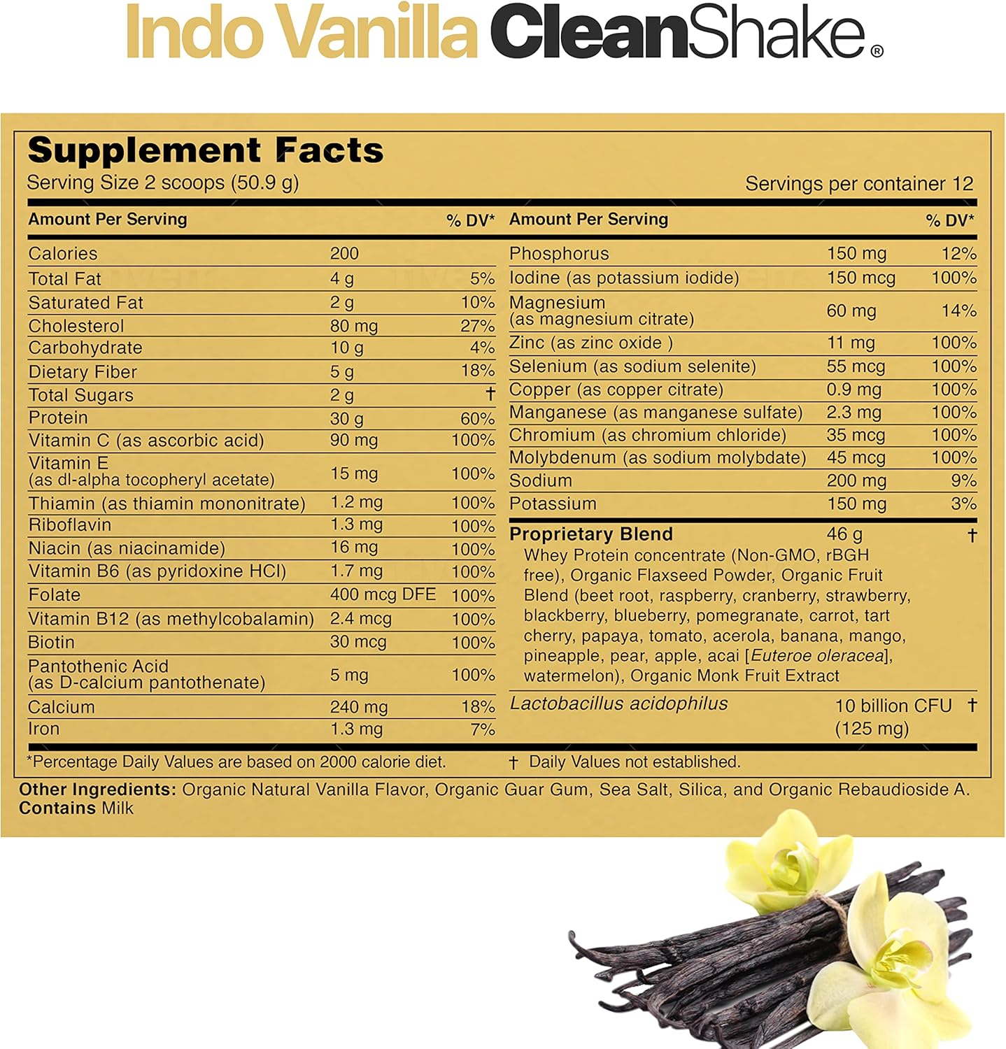 Ultra-Premium CleanShake Protein Powder Shake with Organic Ingredients, Vitamins, Minerals, and Grass Fed Whey Protein - Informed Protein Certified