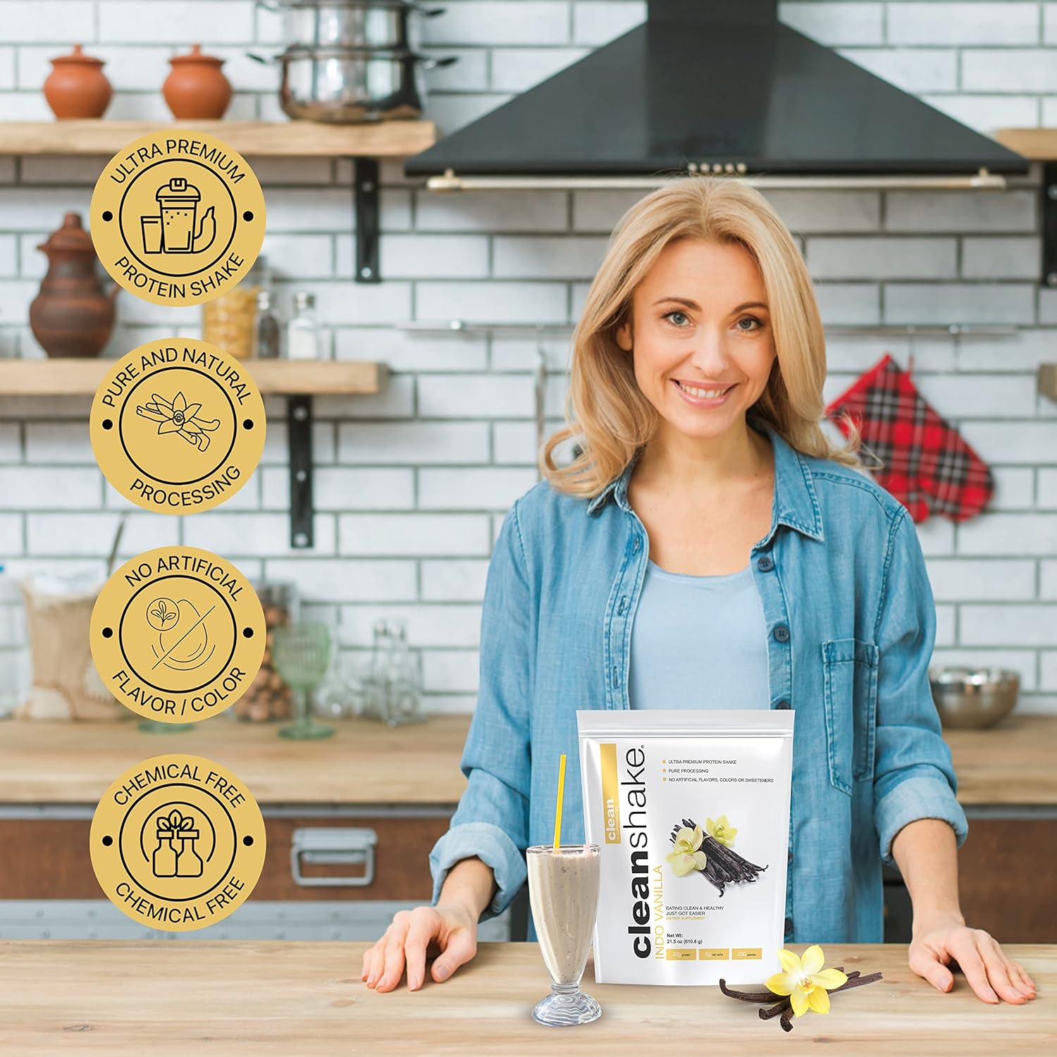 Ultra-Premium CleanShake Protein Powder Shake with Organic Ingredients, Vitamins, Minerals, and Grass Fed Whey Protein - Informed Protein Certified