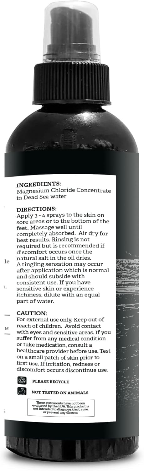 Ultra Pure Magnesium Oil Spray, Made in USA, Extra Strength for Leg Discomfort and Calm Sleep, 8 Oz - 23mg Magnesium Per Spray