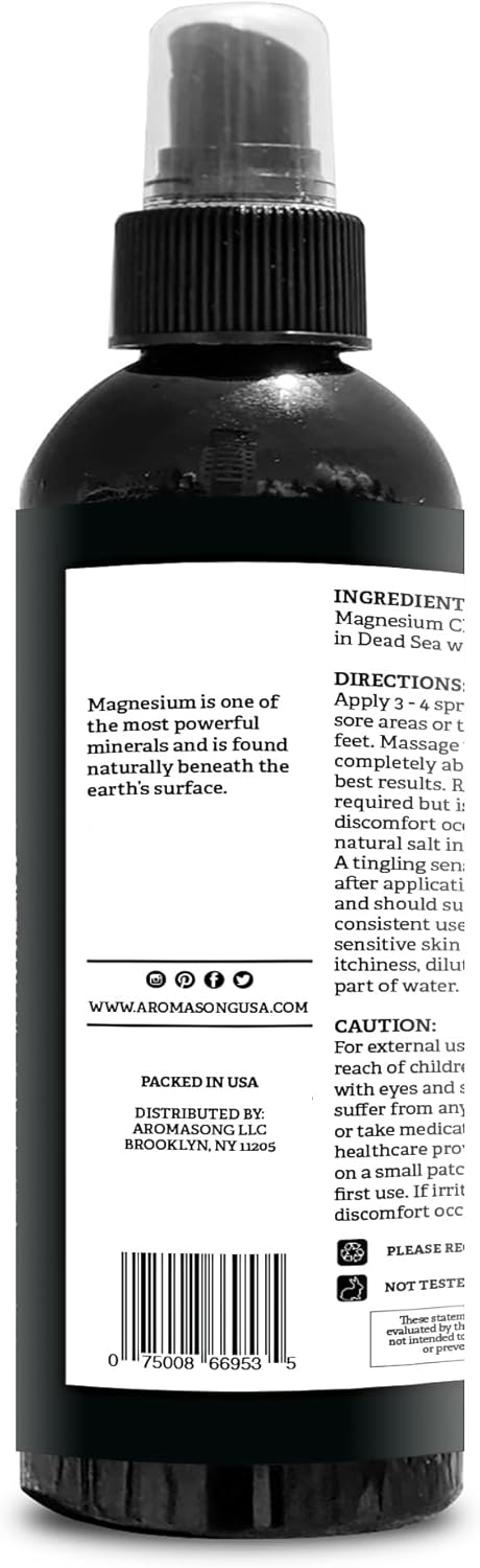 Ultra Pure Magnesium Oil Spray, Made in USA, Extra Strength for Leg Discomfort and Calm Sleep, 8 Oz - 23mg Magnesium Per Spray