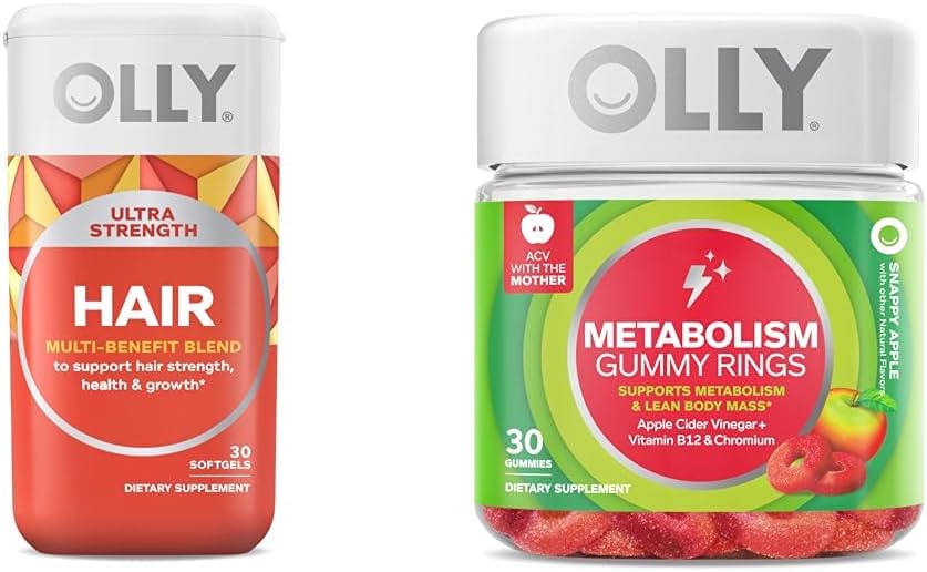 Ultra Strength Hair Softgels with Biotin, Keratin, Apple Cider Vinegar, Vitamin B12, and Chromium - Supports Hair Health and Metabolism