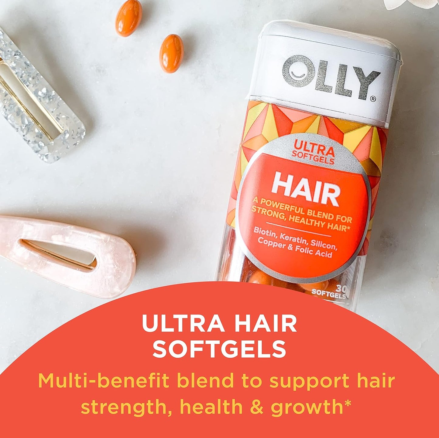Ultra Strength Hair Softgels with Biotin, Keratin, Apple Cider Vinegar, Vitamin B12, and Chromium - Supports Hair Health and Metabolism