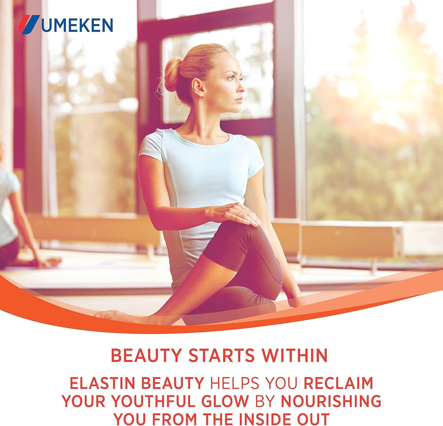 Umeken Elastin Beauty Powder Supplement with Collagen Peptides, Hyaluronic Acid, Vitamin C and Mangosteen Fruit for Women's Health - 1 Month Supply