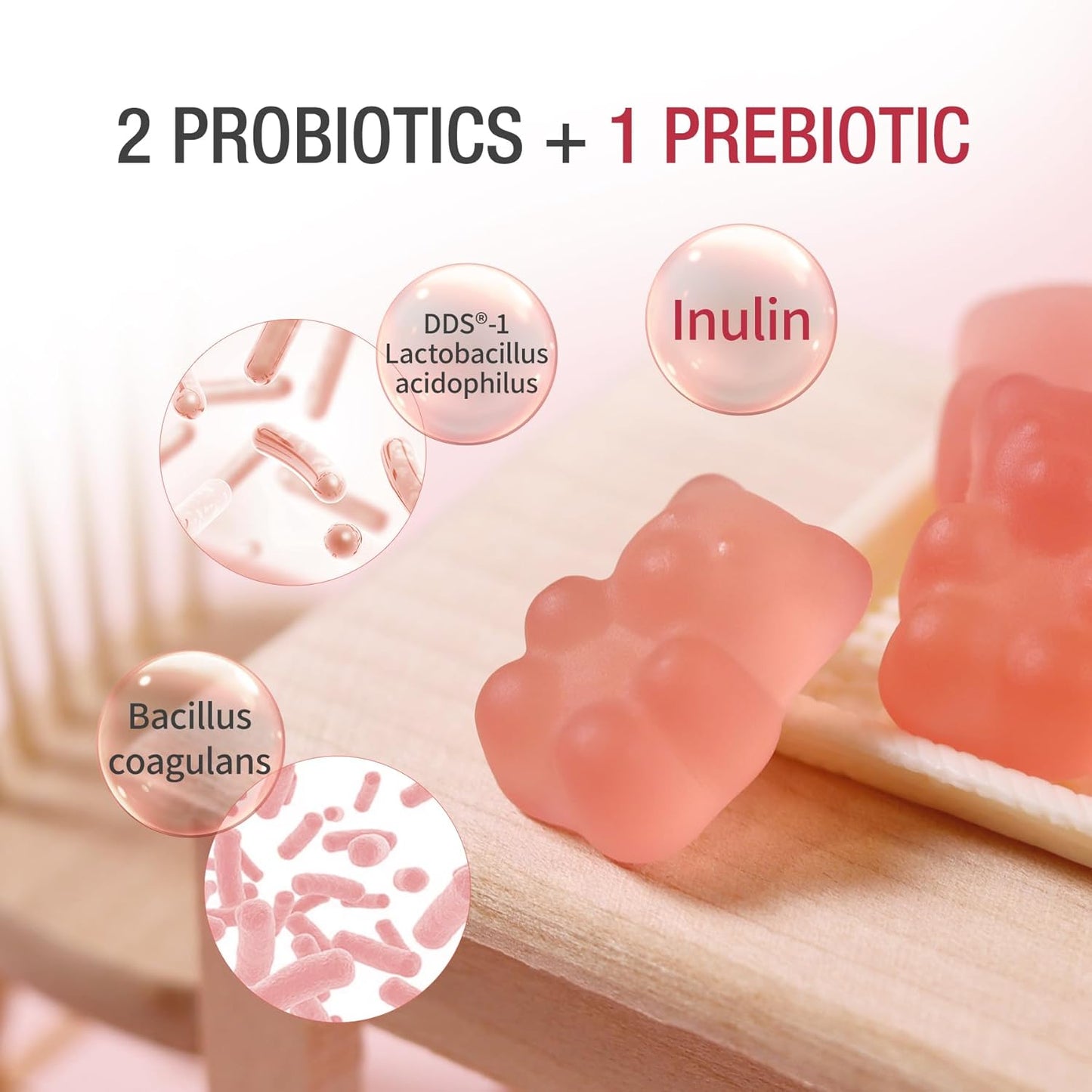 Unichi Pre & Probiotic Gummies: 60+ Billion CFU with Prebiotic for Digestive Health, Non-GMO, Yogurt Flavor - 60 Count