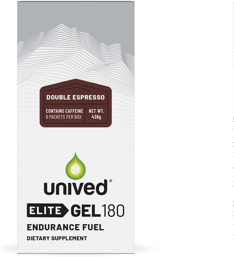 Unived Elite Gel - Energy Boost for Endurance Athletes - Double Espresso Flavor - Pack of 6