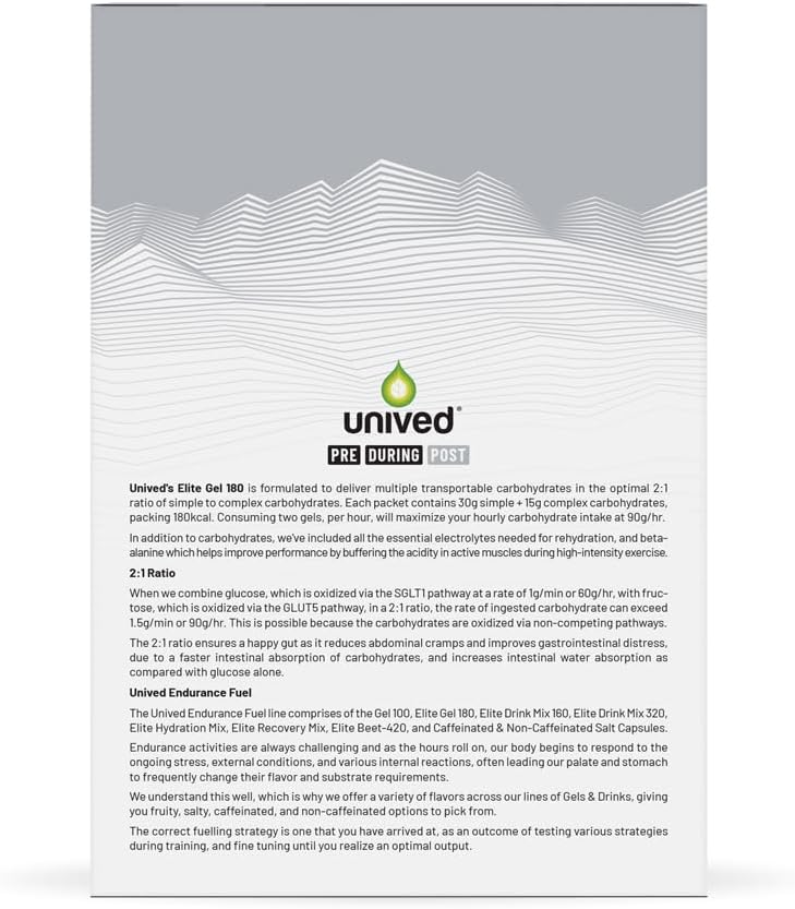 Unived Elite Gel - Energy Boost for Endurance Athletes - Double Espresso Flavor - Pack of 6
