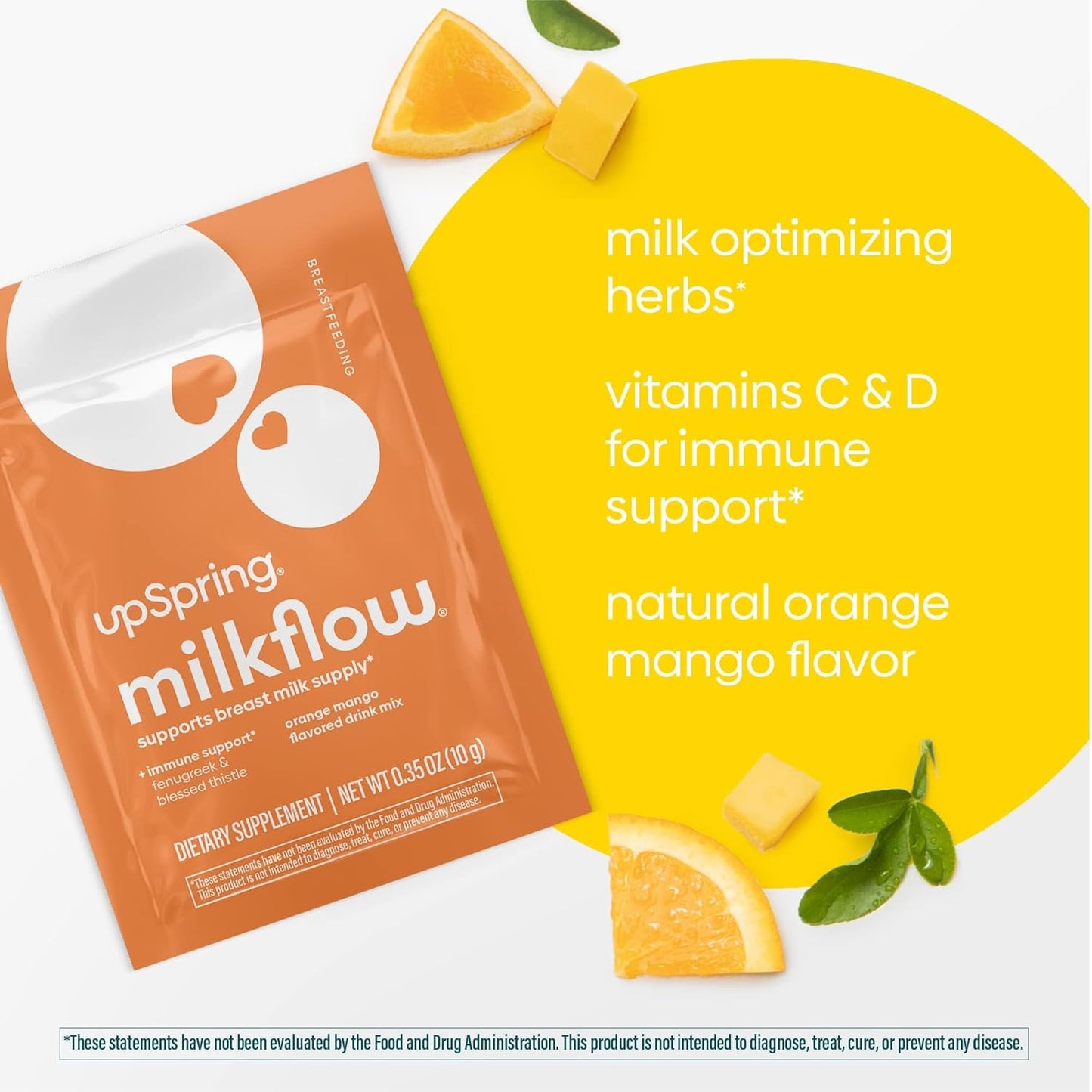 UpSpring Milkflow Breastfeeding Supplement Drink Mixes Variety Pack - Fenugreek, Orange Mango, & Chocolate Flavors (16 Count)
