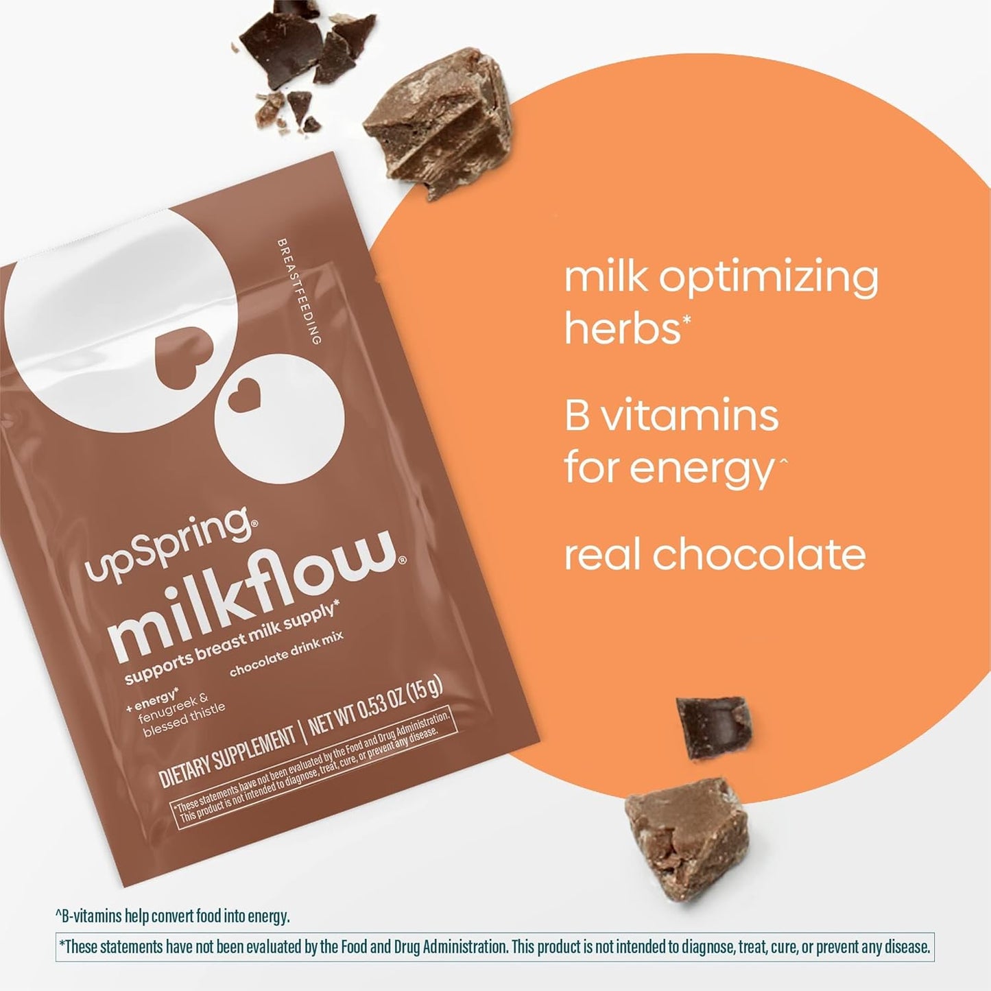 UpSpring Milkflow Breastfeeding Supplement Drink Mixes Variety Pack - Fenugreek, Orange Mango, & Chocolate Flavors (16 Count)