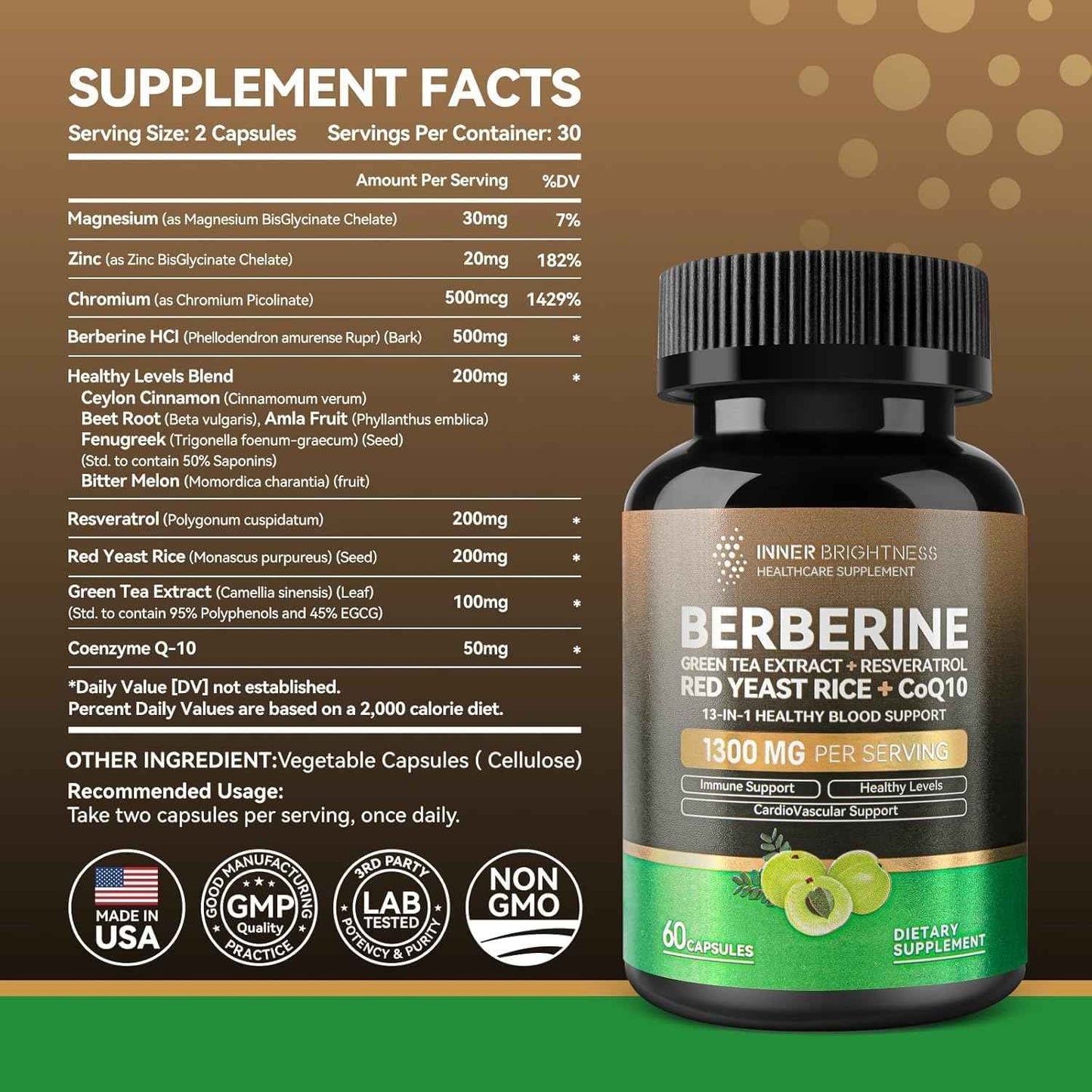 Urolithin A Supplement 1000 MG for Muscle Strength + Berberine 1300mg with Green Tea Extract, Resveratrol & CoQ10 for Natural Metabolic Health