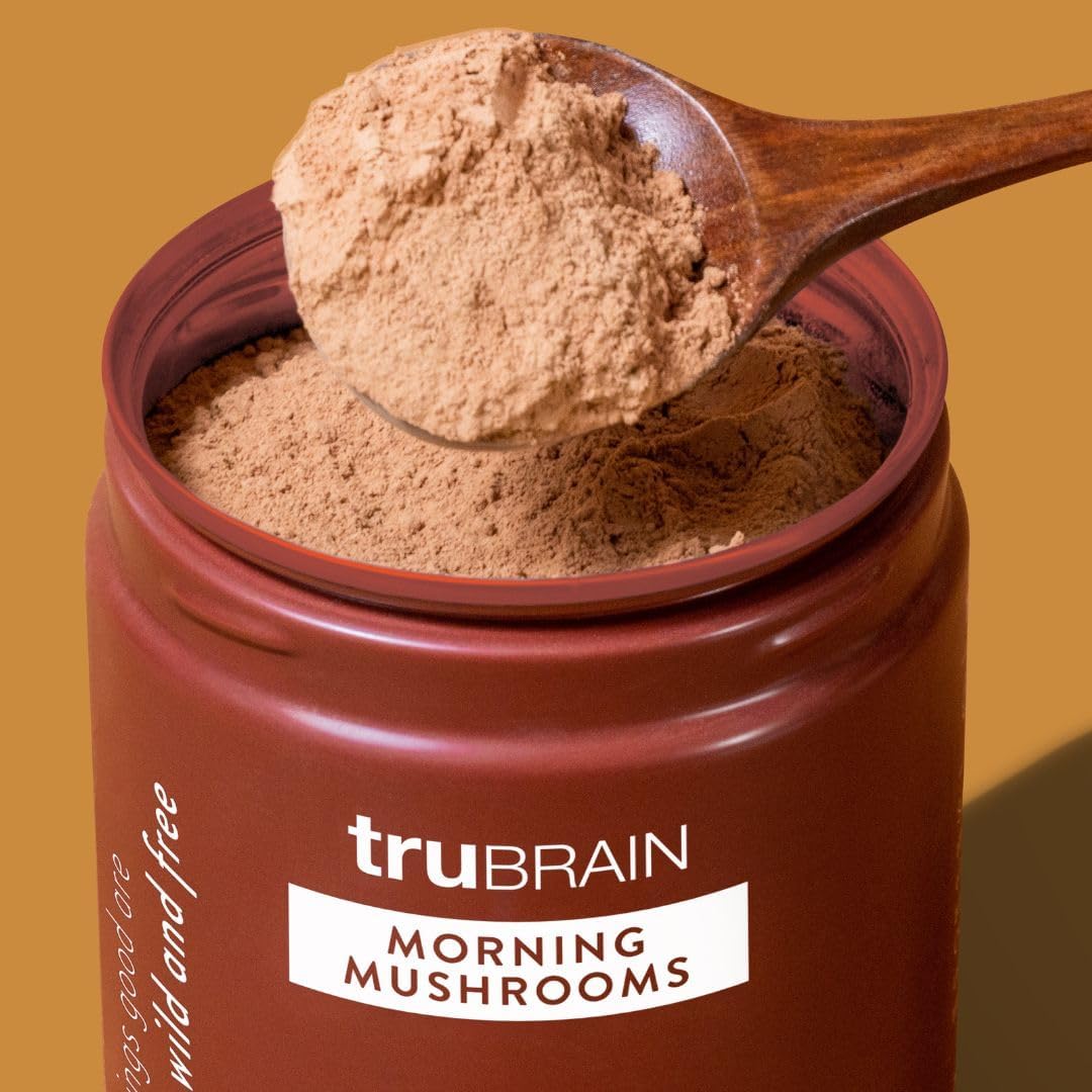 USA-Grown TruBrain Morning Mushrooms: Superfood & Adaptogen Coffee Alternative for Natural Energy, Focus, Immune Support