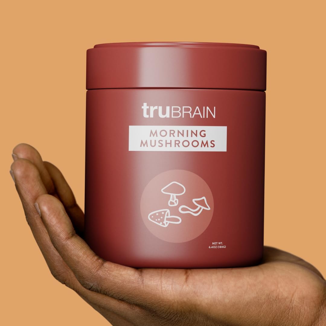 USA-Grown TruBrain Morning Mushrooms: Superfood & Adaptogen Coffee Alternative for Natural Energy, Focus, Immune Support