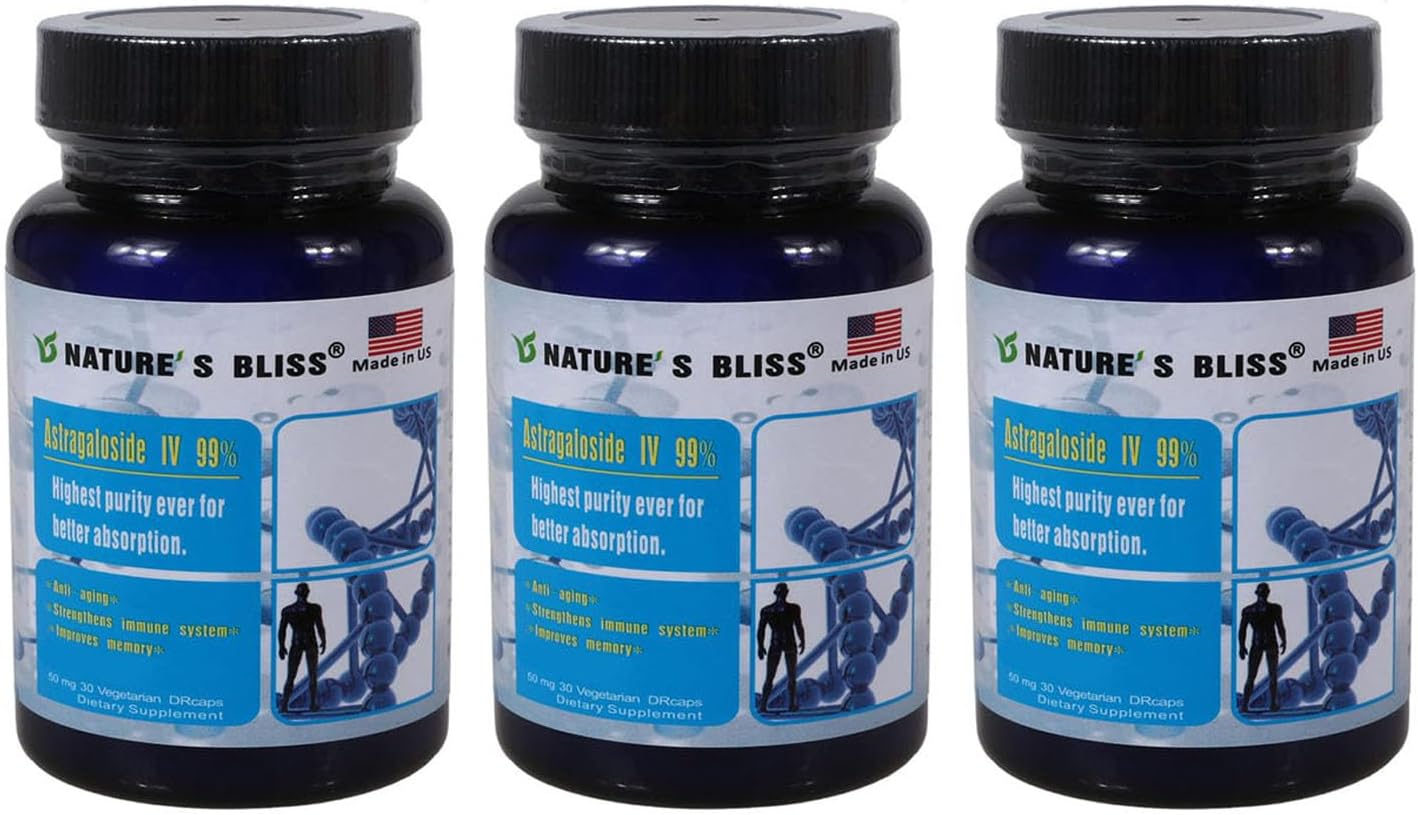 USA Made 50mg 90caps Stomach Acid Protected Astragaloside IV 99% for Super-Absorption from Nature's Bliss