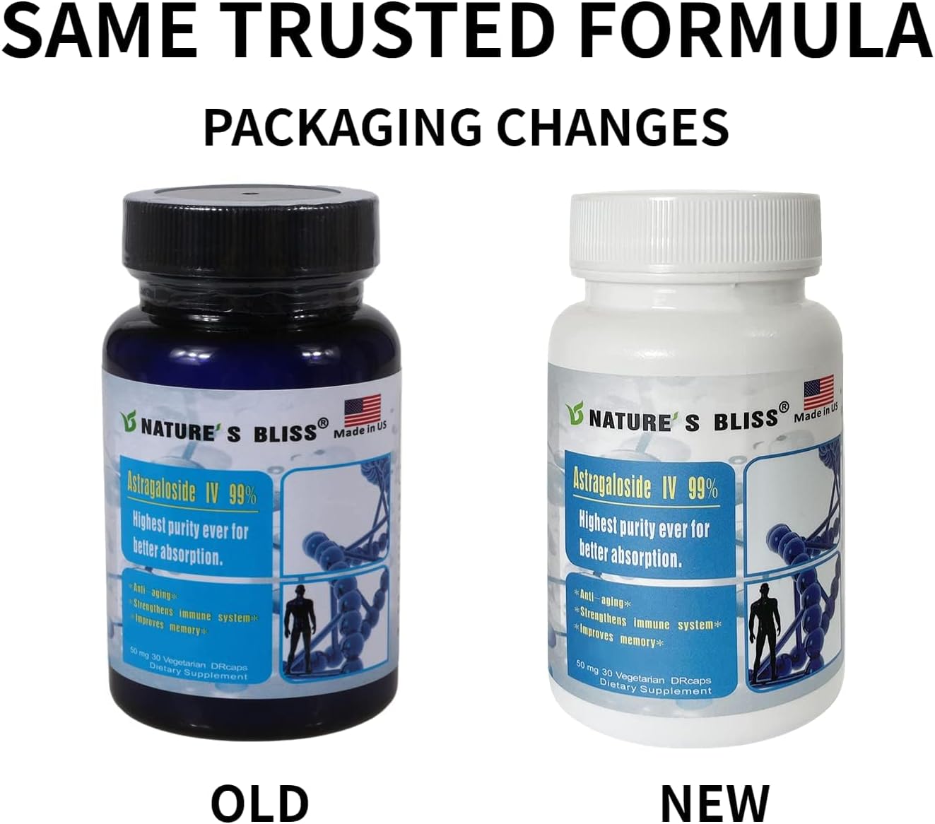 USA Made 50mg 90caps Stomach Acid Protected Astragaloside IV 99% for Super-Absorption from Nature's Bliss