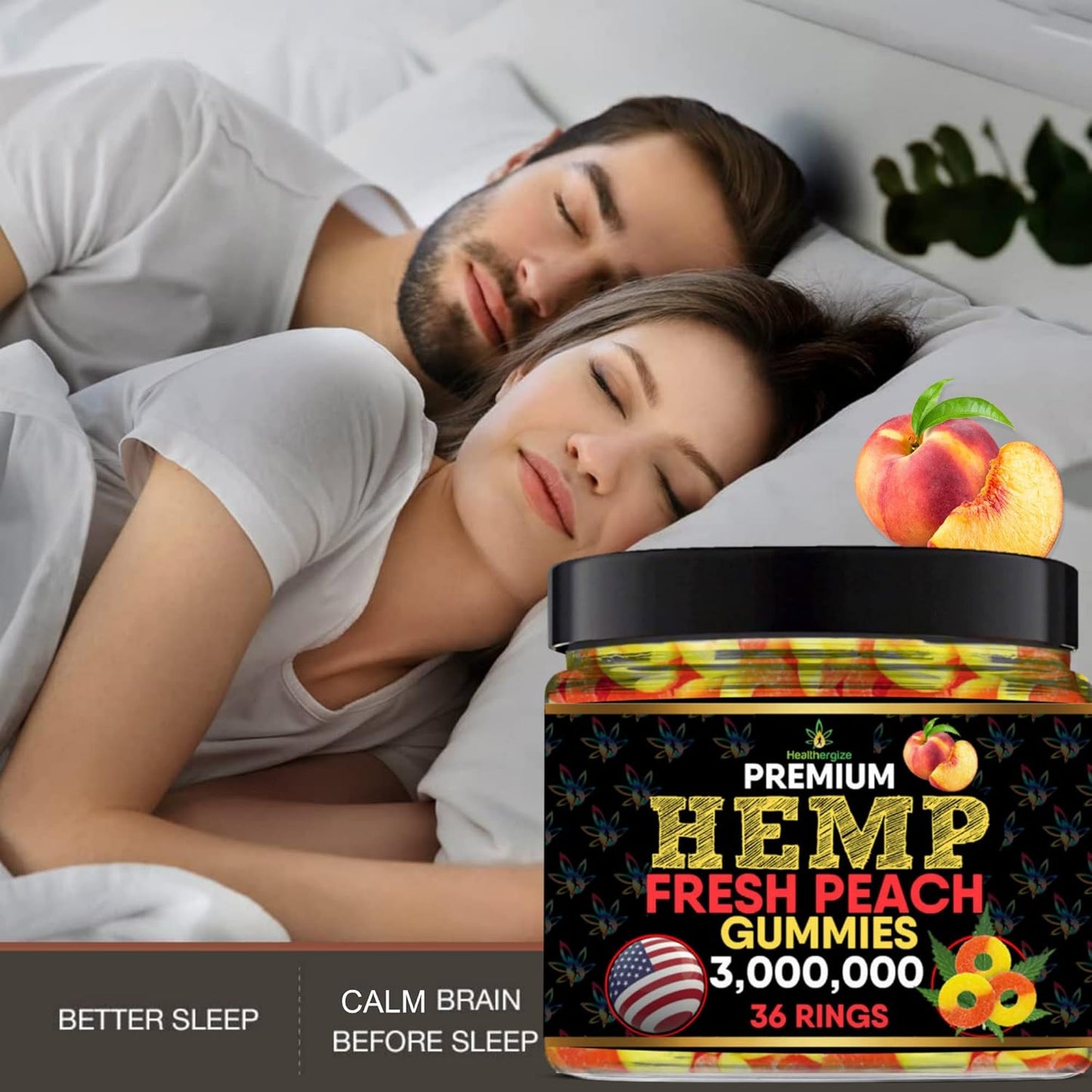 USA-Made Healthergize metabolism booster Peach Rings Gummies for Health Routine & Discomfort- Full Flavor Gummy Bears-Natural metabolism booster Edibles