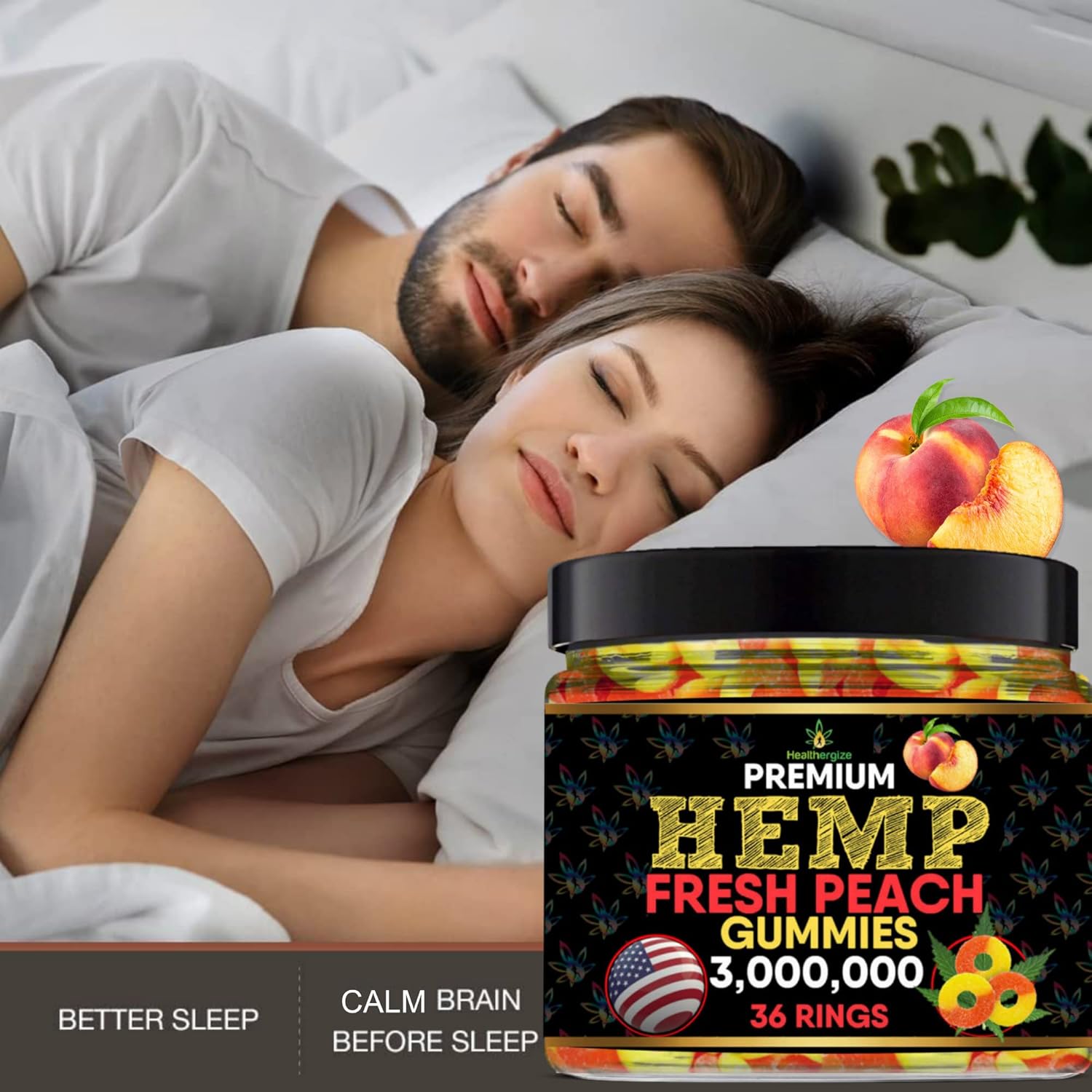 USA-Made Healthergize metabolism booster Peach Rings Gummies for Health Routine & Discomfort- Full Flavor Gummy Bears-Natural metabolism booster Edibles